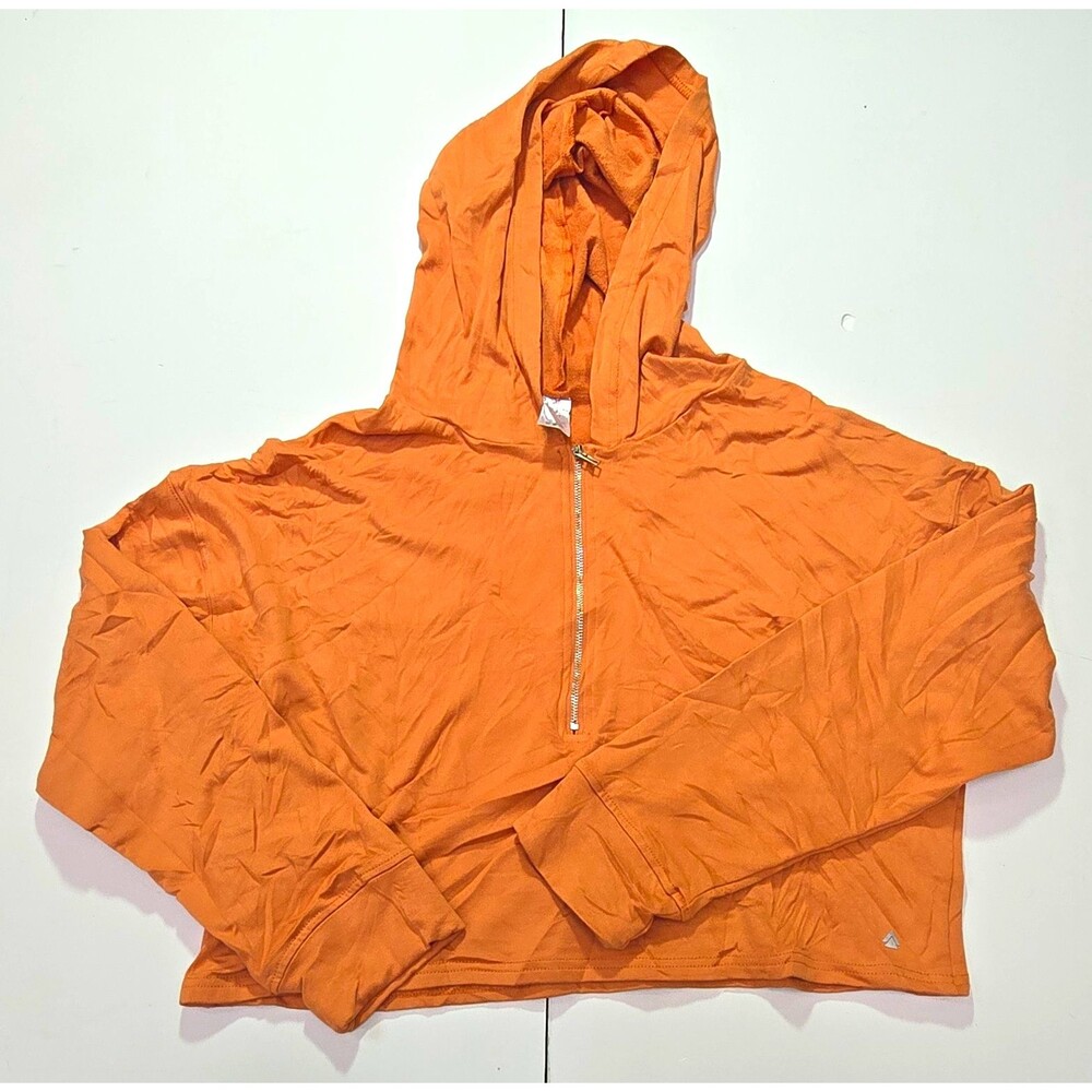 Cali Sport Women's Half Zip Hooded Pullover Hoodie Solid Knit Brown Logo L